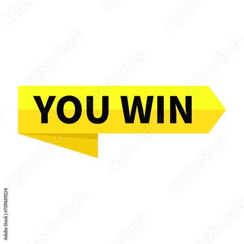 You Win Yellow Ribbon Rectangle Shape For Victory Information Announcement Business Marketing Social Media  © At My Hat