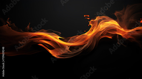 Fire waving on black background photo