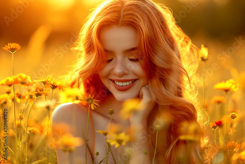 portrait of a beautiful young girl in the field at sunset, in the summer. Happy Woman Embracing the Day © Bonya Sharp Claw