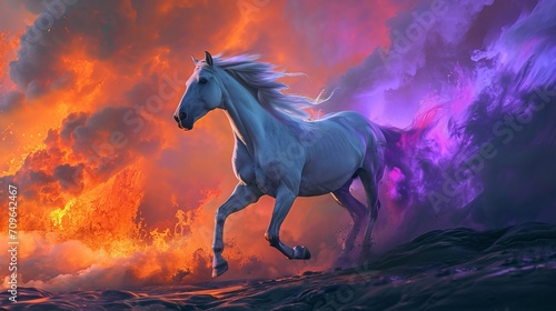horse in the colorful fire