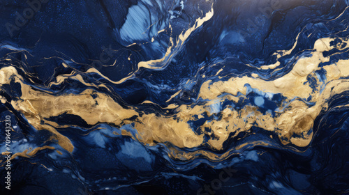 Luxury blue abstract background of marble liquid ink art painting