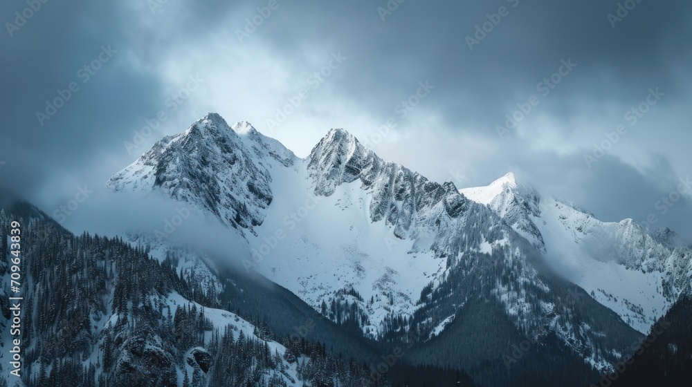 Mountains in the North Cascades covered in snow