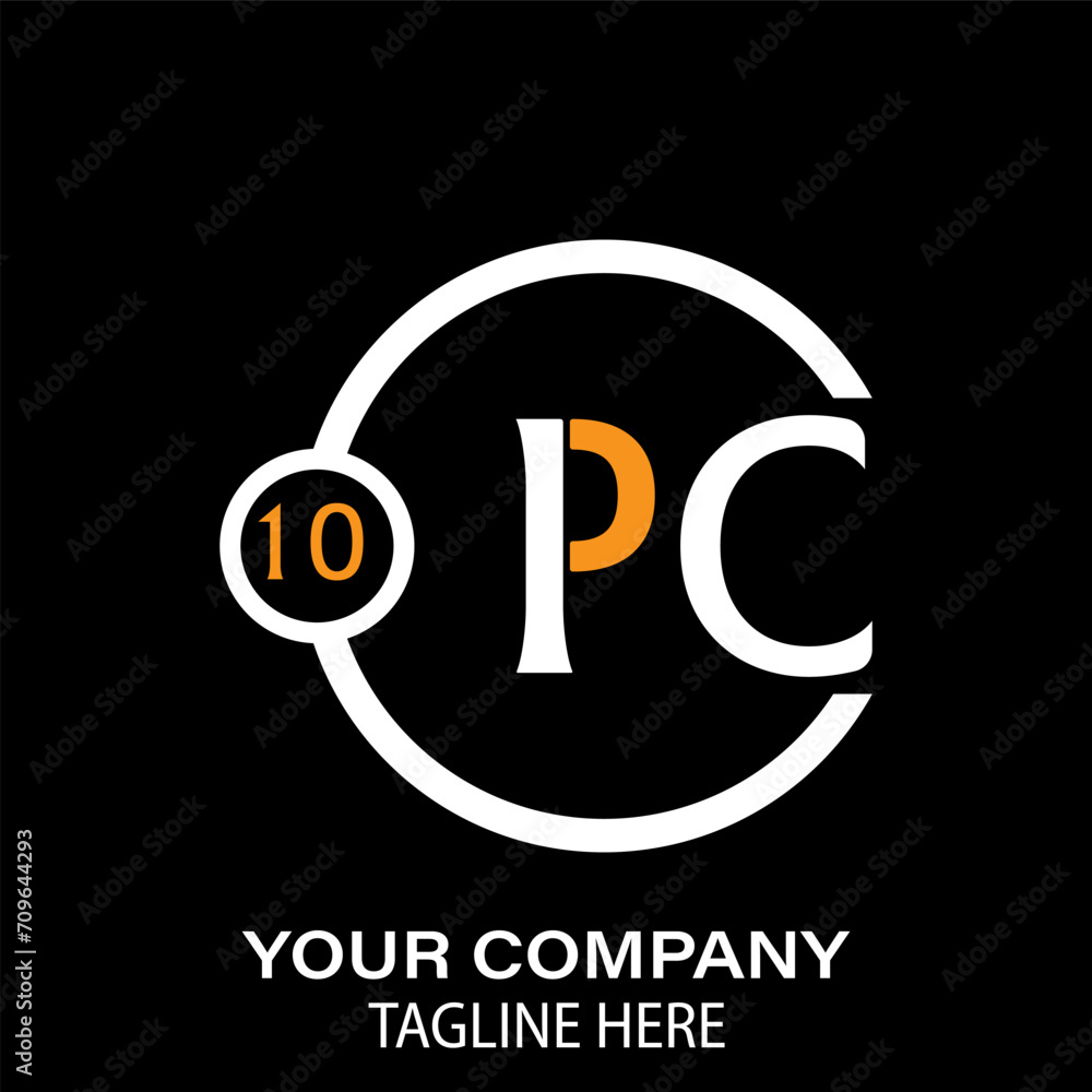 PC Letter Logo design. black background. PC Letter Logo Circular Concept. PC Letter Logo design. black background. PC Letter Logo Circular Concept.