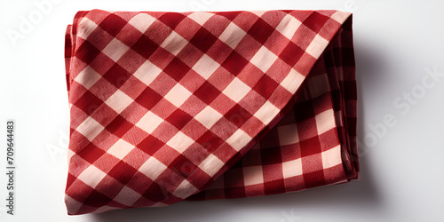 Red and white Checkered napkin isolated on white background