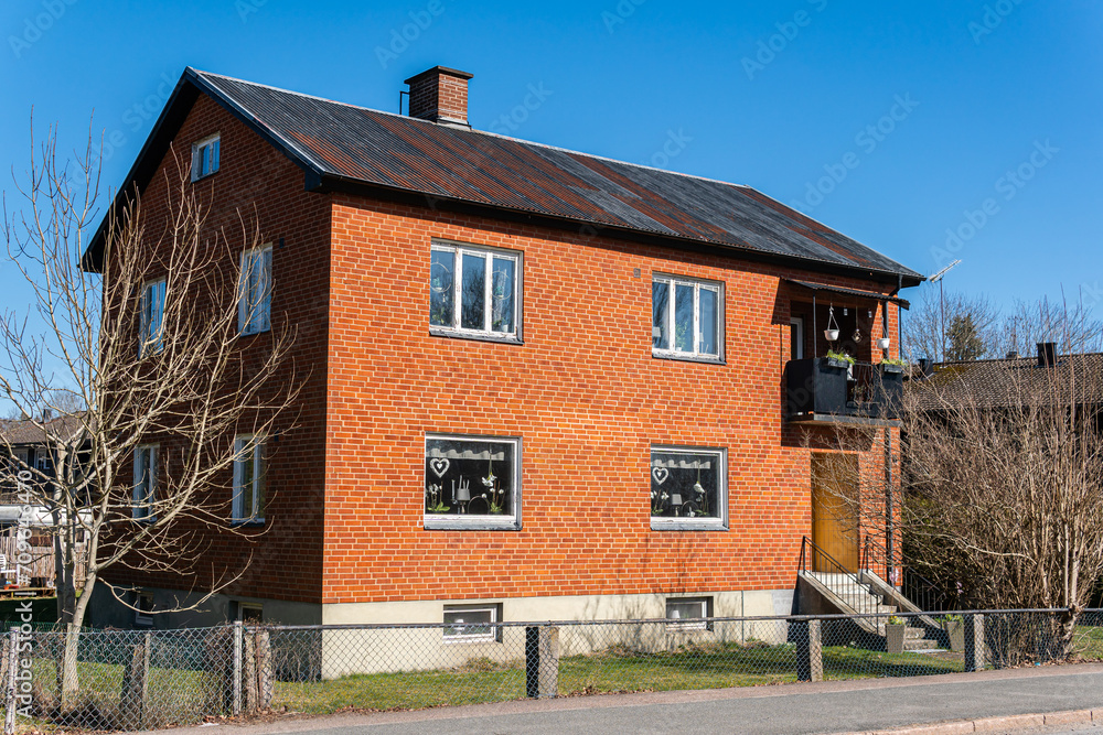 Sweden, Lonsboad – April 4, 2023: Typical European residential private house in Sweden Sweden, Lonsboad – April 4, 2023: Typical European residential private house in Sweden