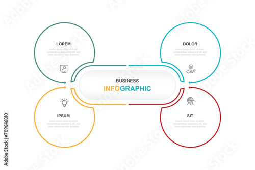 Vector template infographic with 4 step process or options suitable for web presentation and business information 