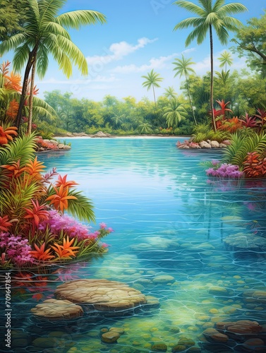 Tropical Lagoons Wall Art: Idyllic Waterscape Escape