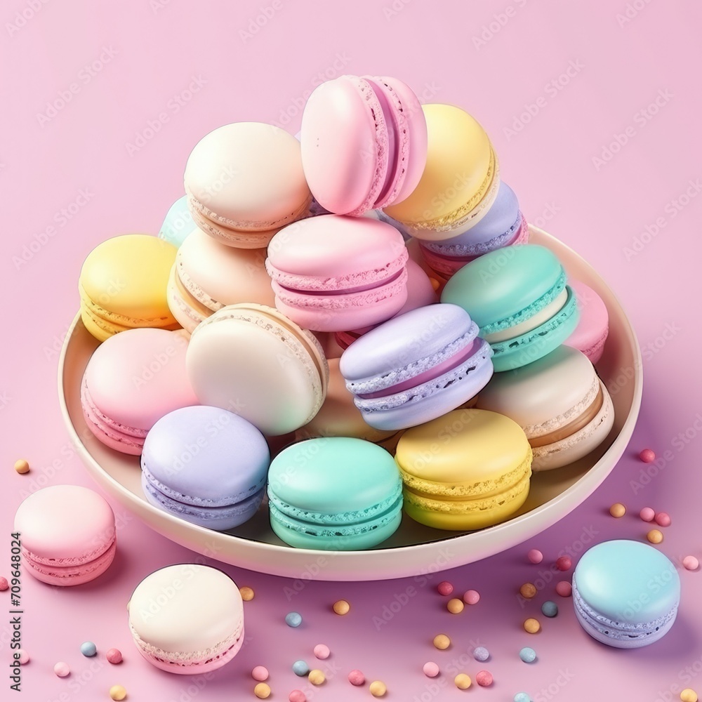 Fototapeta premium Macarons, colorful pastel color,3d clay icon