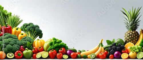 Fresh vegetables background, white background with vegetables. Generative AI.