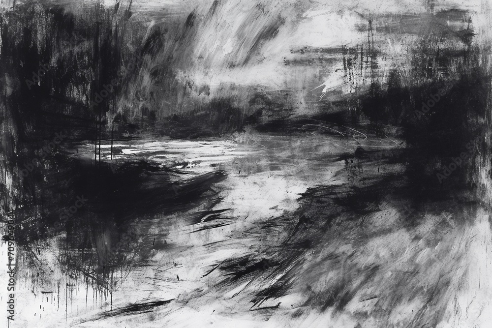 Luminous Whispers: Charcoal Style Illustration, Capturing the Contemplative Mood of Glimmers from Distant Lights