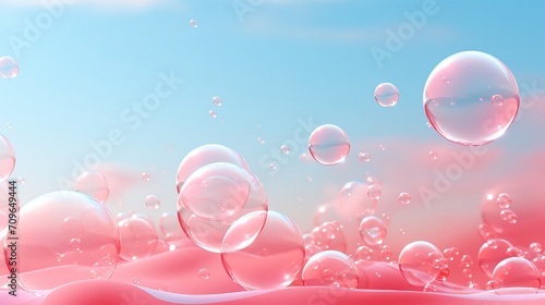 Pastel pink watercolor background with ethereal blur, wisps of smoke, and whimsical bubbles photo
