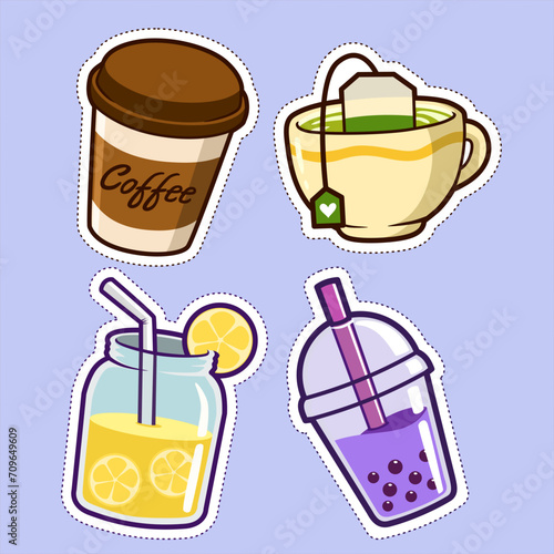 set of drink cartoon icons