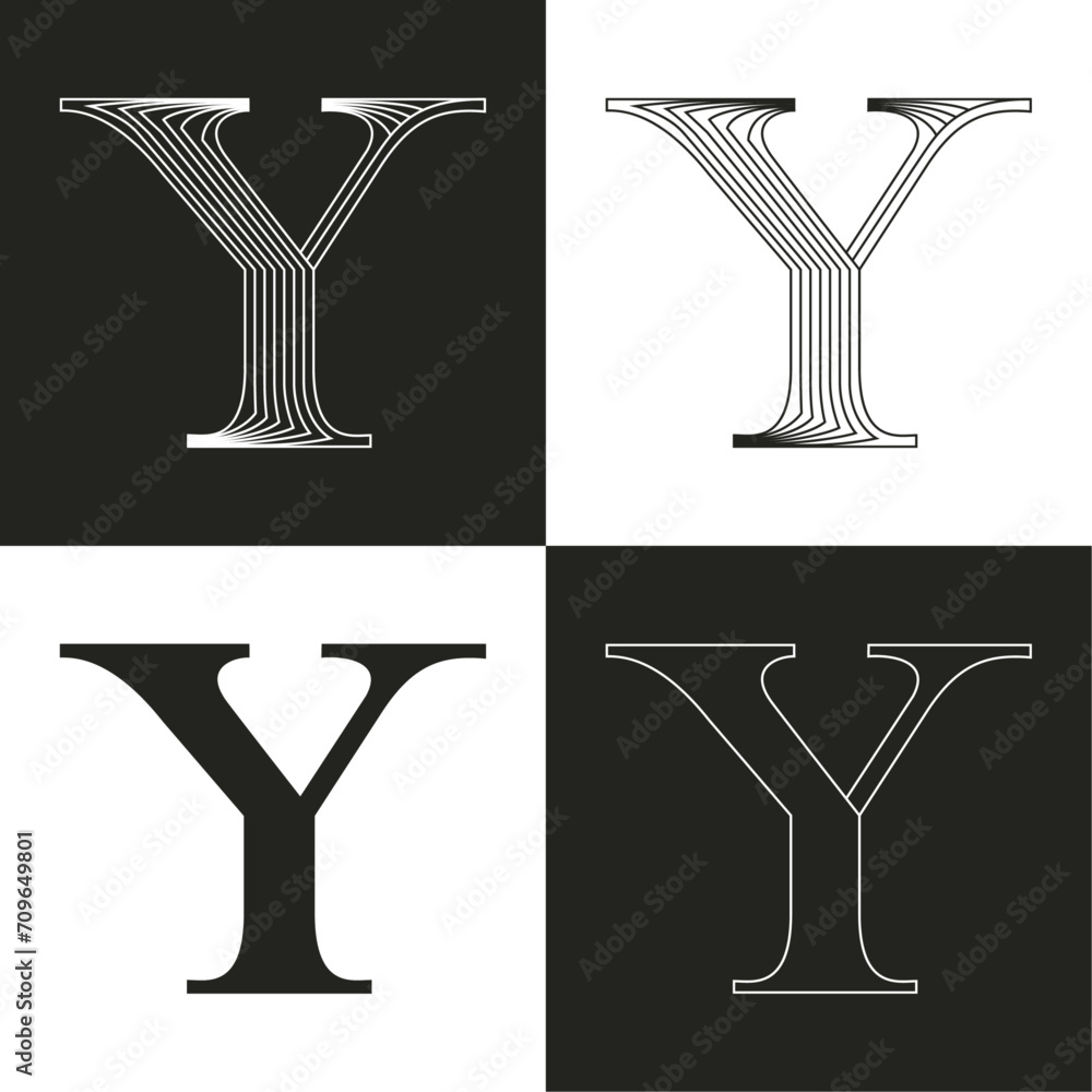 Luxury wedding Y letter logo. Elegant classic serif font made of thin parallel lines. Decorative vintage emblem for Super Sale. VIP calligraphy for luxury Victorian invitation, lingerie, jewelry card. Luxury wedding Y letter logo. Elegant classic serif font made of thin parallel lines. Decorative vintage emblem for Super Sale. VIP calligraphy for luxury Victorian invitation, lingerie, jewelry card.
