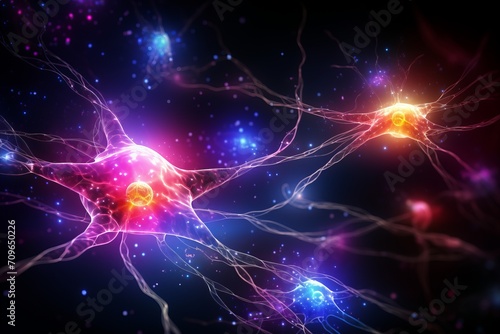 Intricate illustration of human brain and neuron cells for scientific and educational purposes