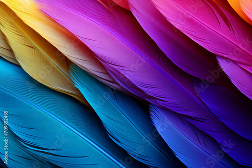 parrot feathers seen under a microscope with exaggerated contrast , soft shadow, volumetric lighting created with Generative Ai