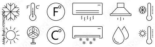 Set of air conditioning icons. Vector illustration isolated on white background