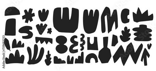 Cut out abstract organic shapes. Collage forms set