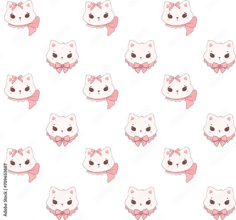 Coquette cat pattern seamless Coquette cat pattern seamless