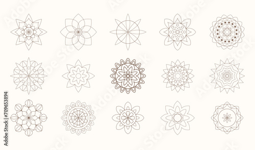 Geometric Mandala set Flower yoga symbol logo icon photo