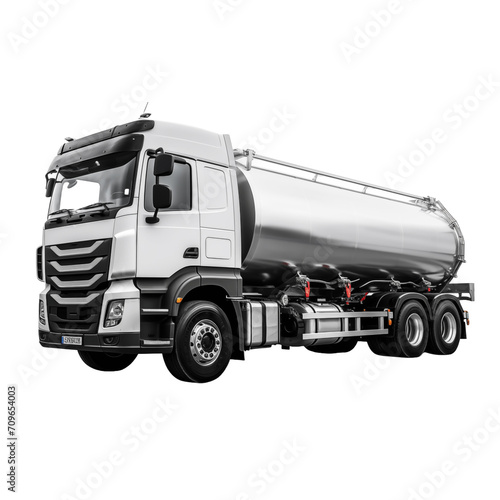 White truck, side view, isolated on transparent and white background. Generative ai
