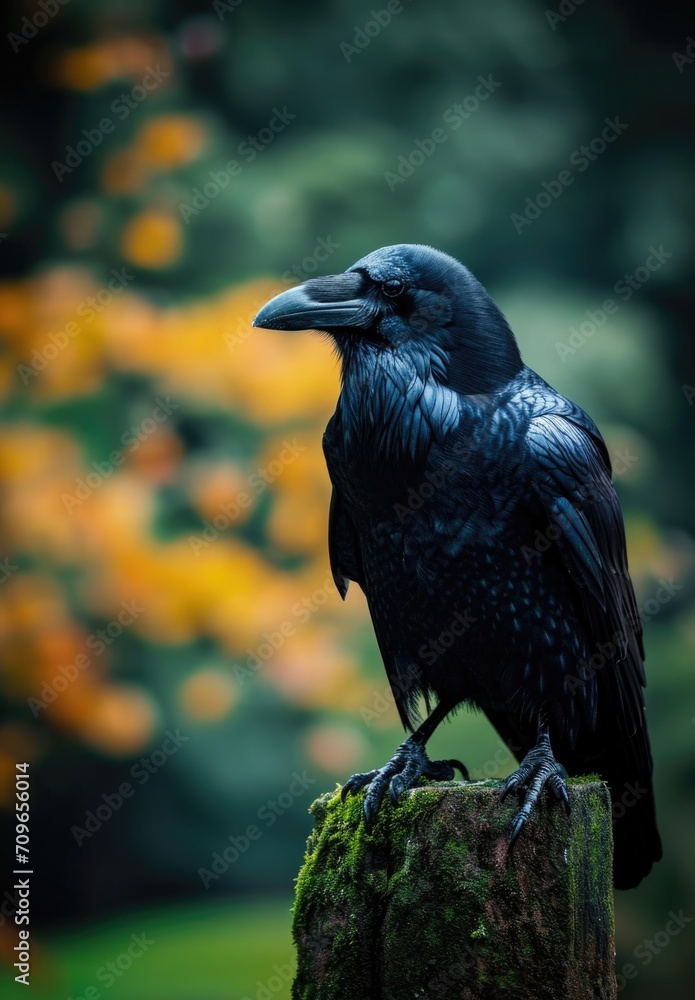 Fototapeta premium Black raven in its natural habitat