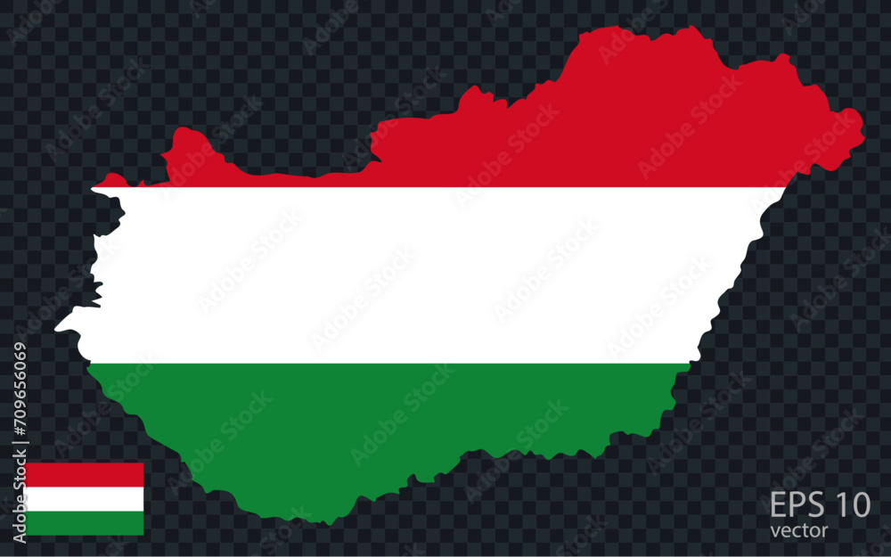 Fototapeta premium Vector map of Hungary. Vector design isolated on grey background. 