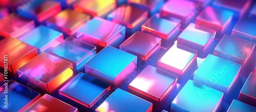 neon abstract cube 3d rendering background