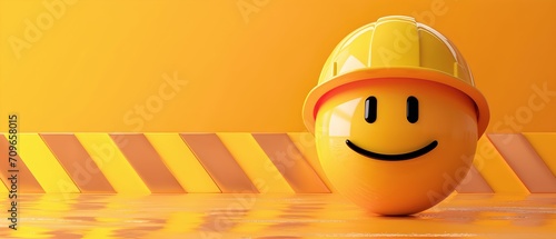 Un emoji avec un casque de chantier pour sensibiliser sur la sécurité au travail photo