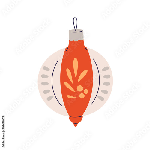 Vintage retro bauble. Xmas tree decoration. Christmas ornament, painted ball....