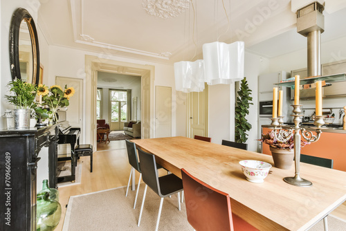 Elegant dining room in a classic style home photo