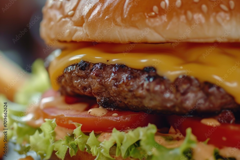 Cheeseburger with Lettuce, Tomato, and Cheese Cheeseburger with Lettuce, Tomato, and Cheese