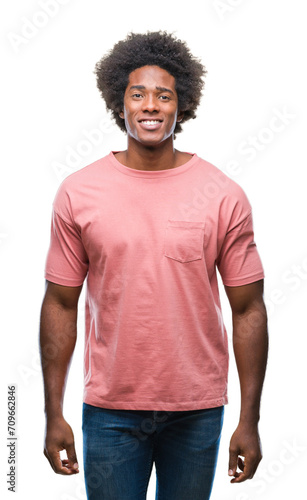 Afro american man over isolated background with a happy and cool smile on face. Lucky person.