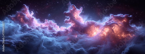 Celestial Symphony, A Chromatic Tapestry of Clouds, Stars, and Pure Wonderment