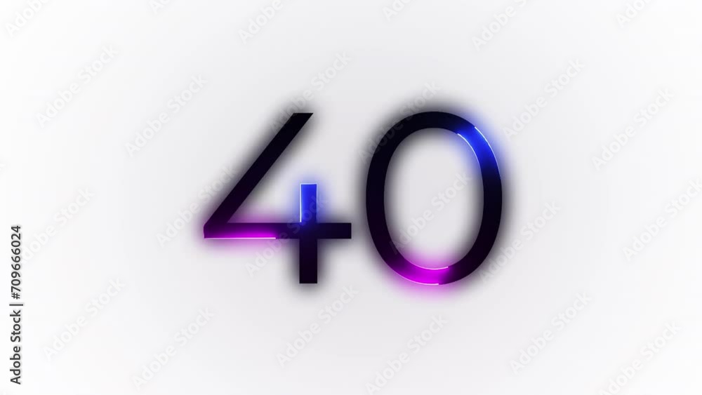 Neon number 40 with alpha channel, neon number forty Neon number 40 with alpha channel, neon number forty