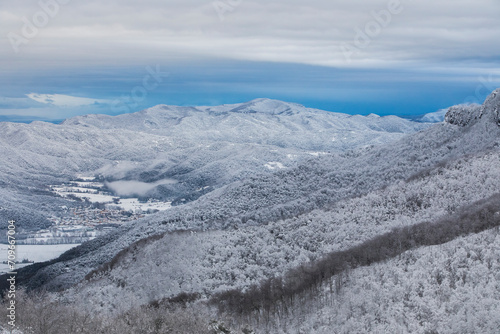 Wallpaper Mural Winter snowfall in Collada De Bracons and Puigsacalm peak, La Garrotxa, Girona, Spain Torontodigital.ca
