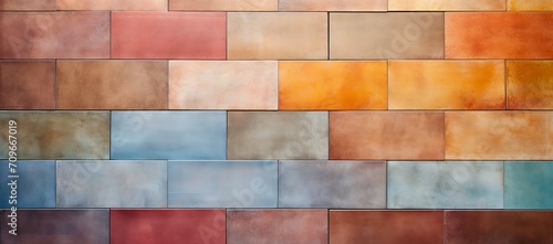 A large colorful tile wall with small squares