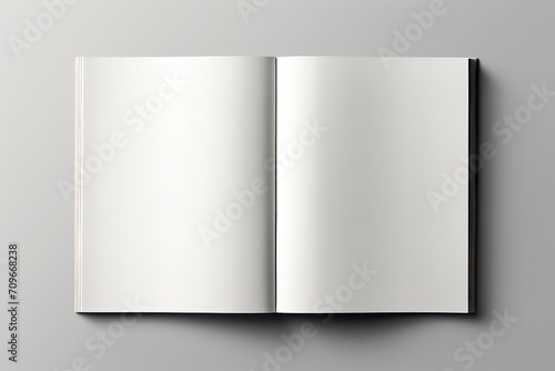 Mockup of opened blank square book at white design paper background photo