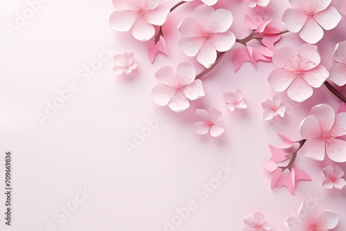 Beautiful flower on pink background. Wallpaper  wall art and paper art concept with free space