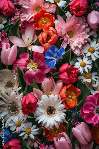 A close-up view of a bunch of flowers, perfect for adding a touch of nature to any project © Fotograf