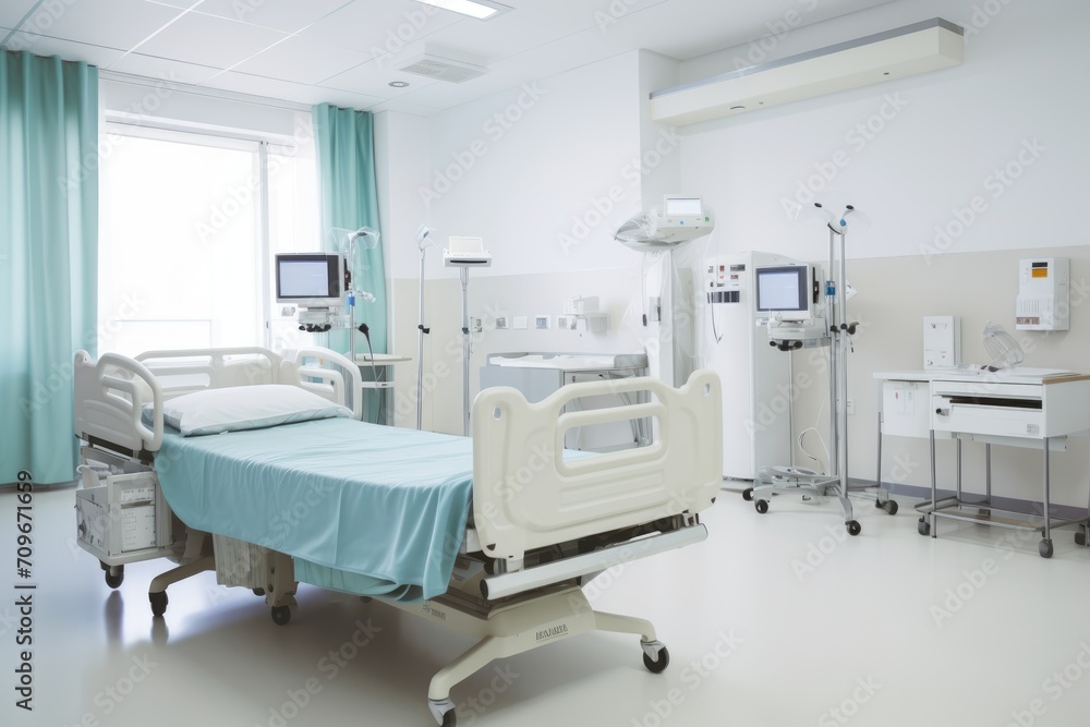 Hospital room. Empty hospital intensive care unit Hospital room. Empty hospital intensive care unit