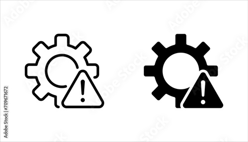 thin line failure icon set with broken operational process. concept of repair or maintenance symbol. vector illustration on white background