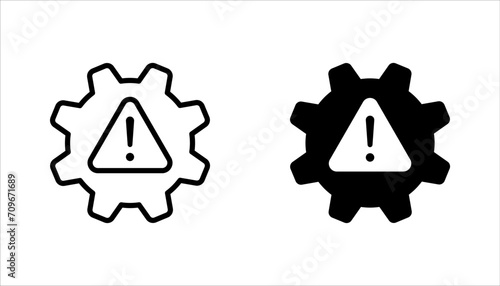 thin line failure icon set with broken operational process. concept of repair or maintenance symbol. vector illustration on white background