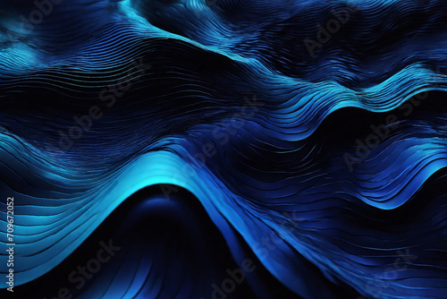 abstract blue wavy background, computer generated illustration, 3d render