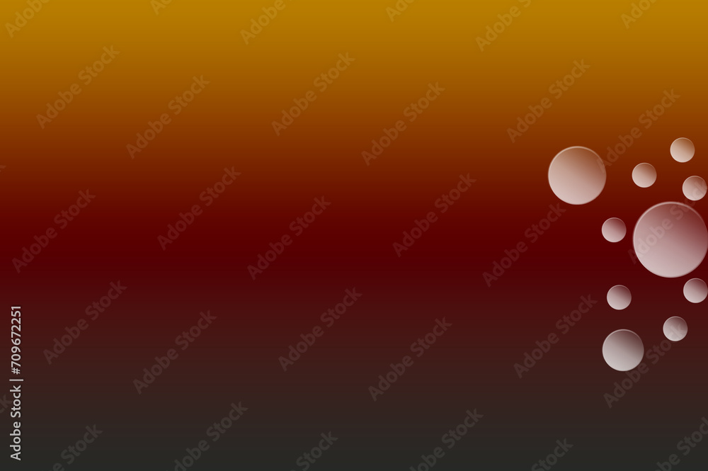 Abstrakter Hintergrund in einem dunkelroten organge Farbverlauf und einigen schwebenden Blasen