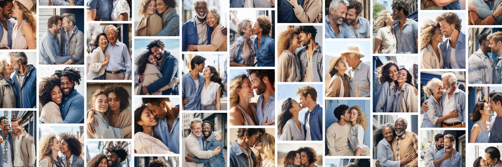 custom made wallpaper toronto digitalCollage of photos of diverse heterosexual and homosexual couples on a white background. Valentine's Day backdrop