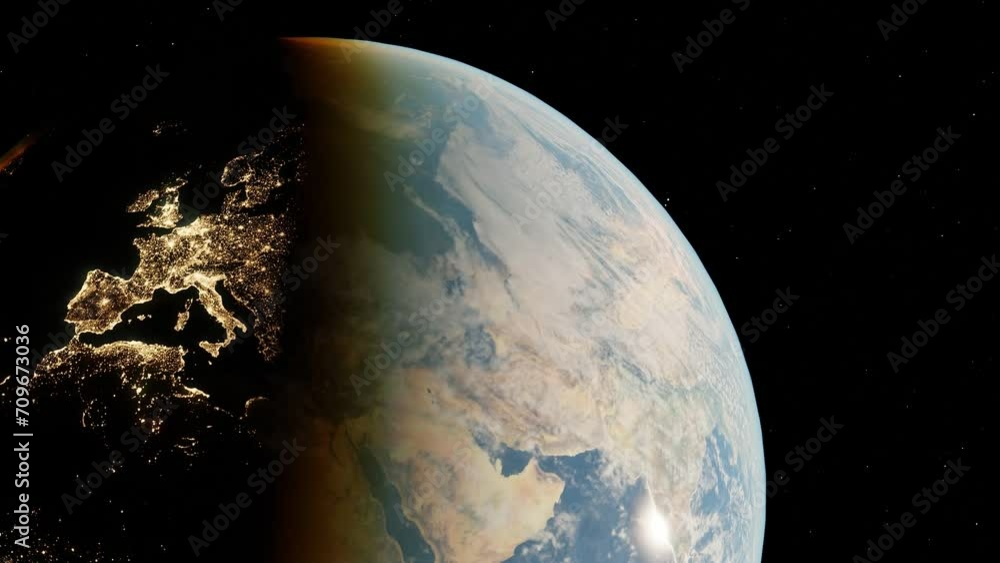 earth view from space with europe and Africa continent