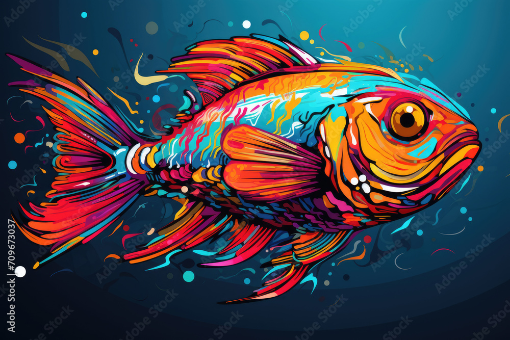 Fish in modern colorful pop art style