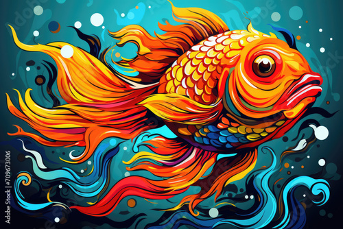 Fish in modern colorful pop art style