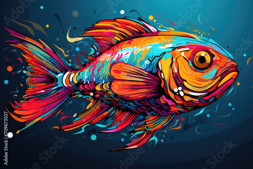 Fish in modern colorful pop art style