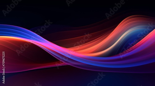 Vibrant abstract digital background: dynamic information flow, colored lines, big data visualization - 3d rendering